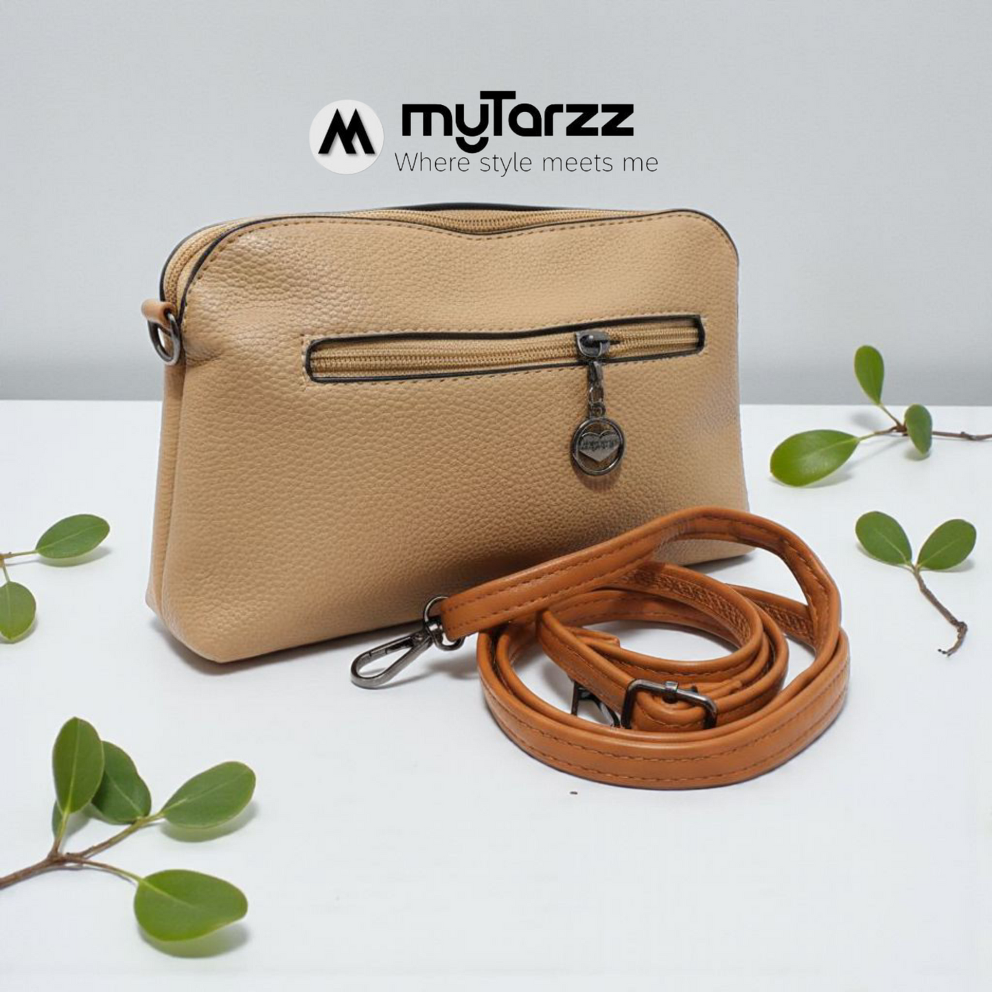 Perforated Dual Pouch Crossbody Set - Brown