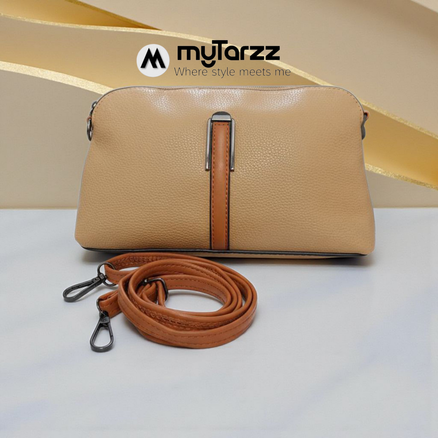 Perforated Dual Pouch Crossbody Set - Brown