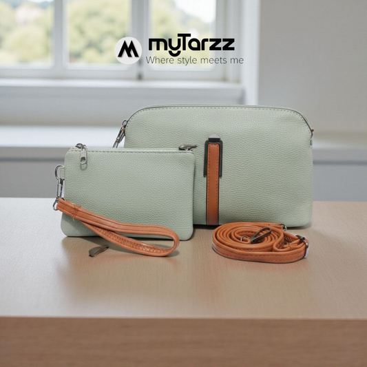 Perforated Dual Pouch Crossbody Set - Green