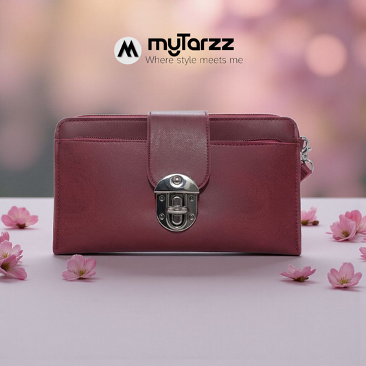 Elegant Burgundy Clasp Clutch Wallet