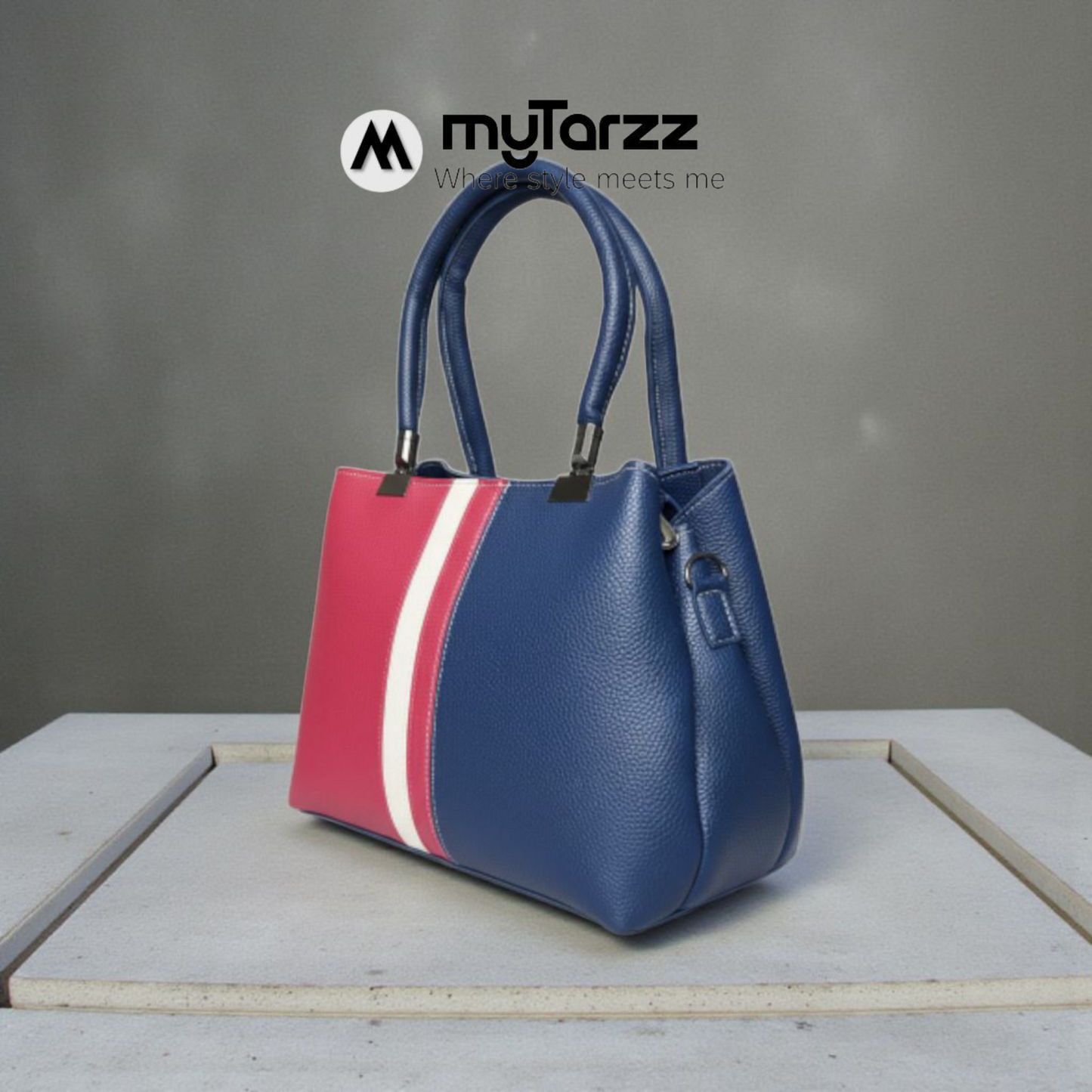 The Modern Day Tote - Deep Blue & Maroon