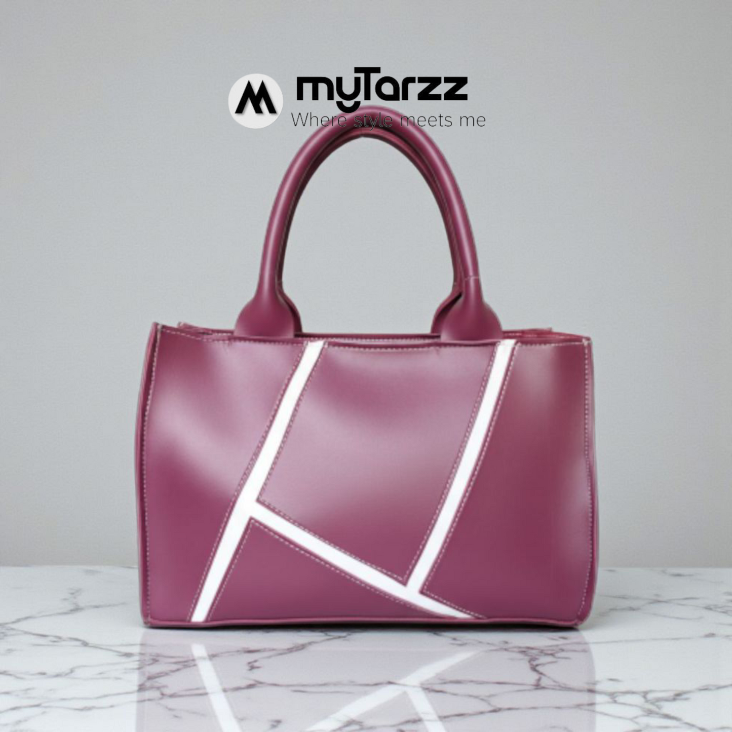 Geometric Faux Leather Handbag Burgundy