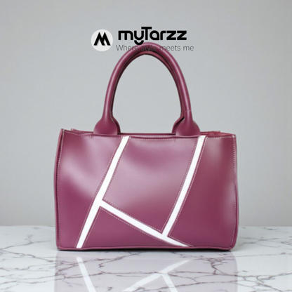 Geometric Faux Leather Handbag Burgundy