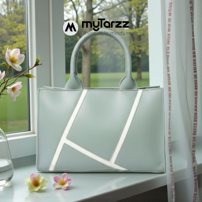 Geometric Faux Leather Handbag Sage Green