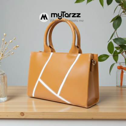 Geometric Faux Leather Handbag Mustard