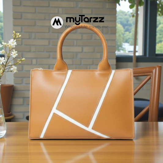 Geometric Faux Leather Handbag Mustard
