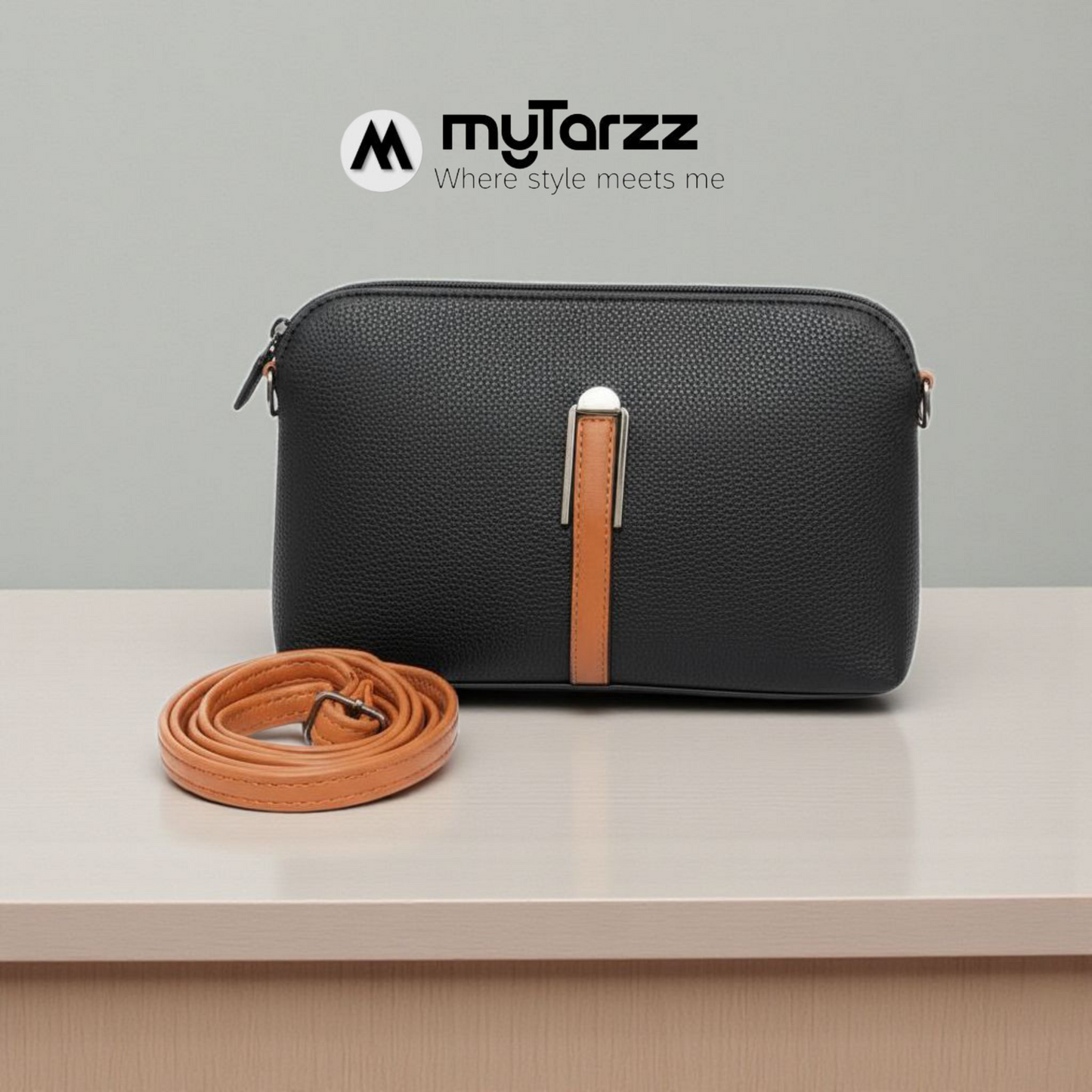 Perforated Dual Pouch Crossbody Set - Black