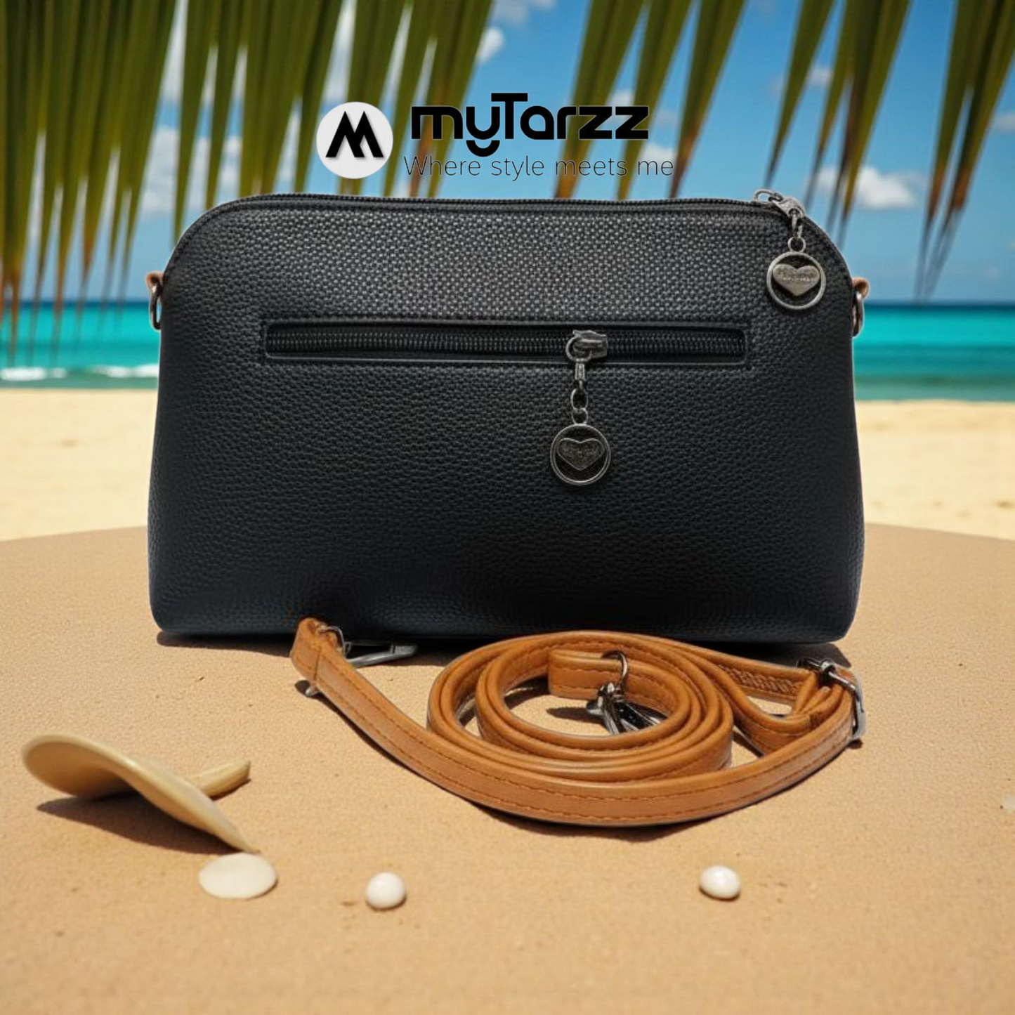 Perforated Dual Pouch Crossbody Set - Black