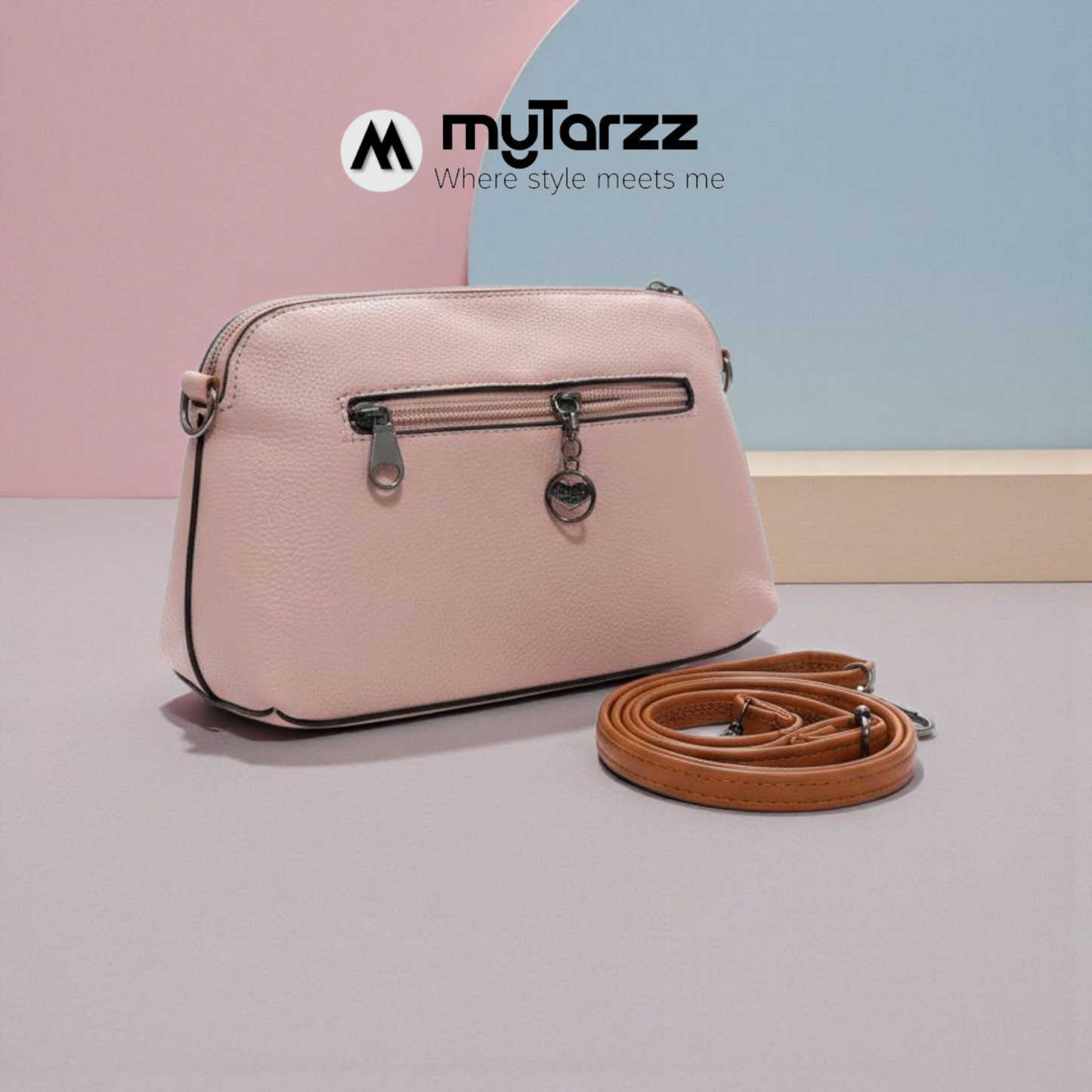 Perforated Dual Pouch Crossbody Set - Pink