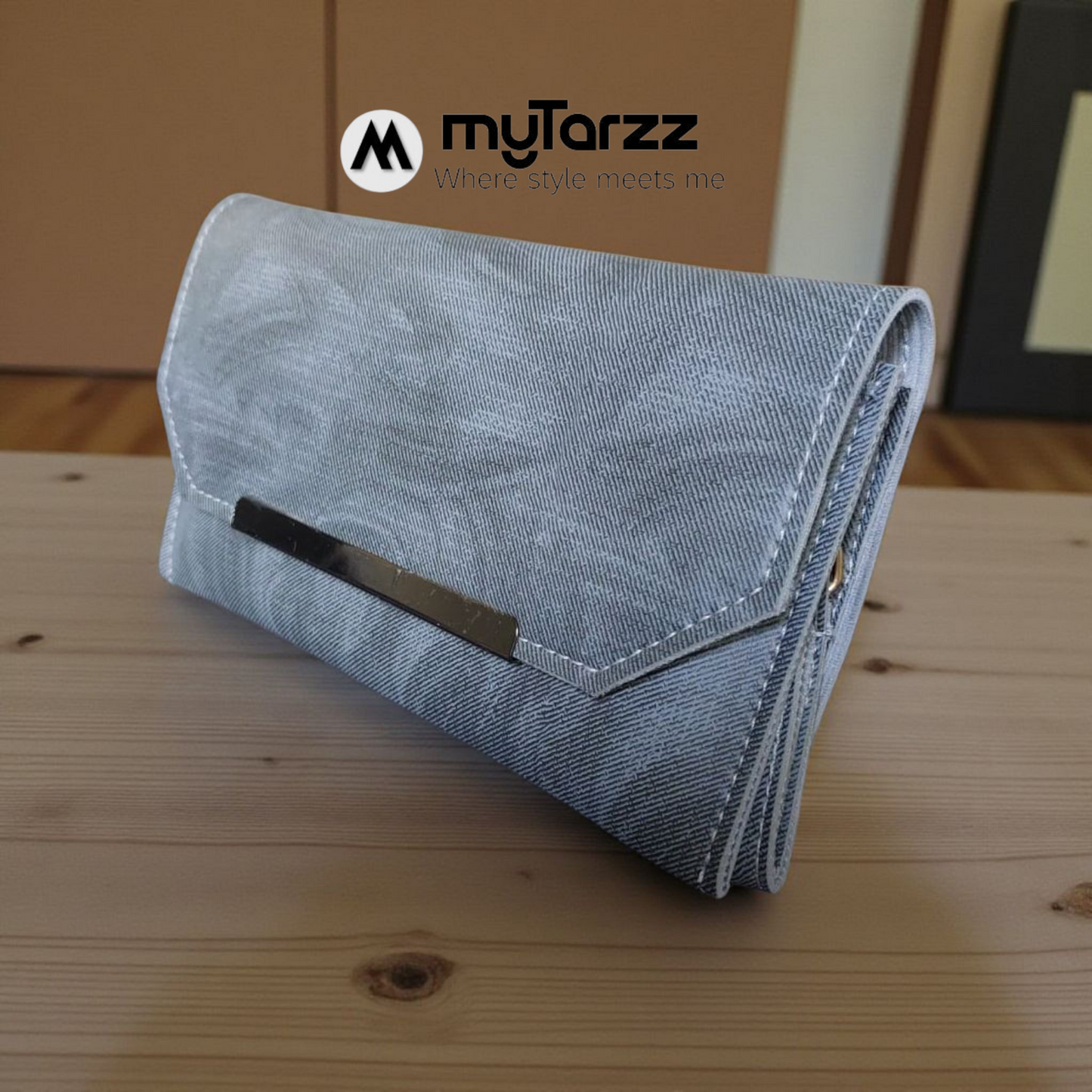 MyTarzz Minimalist Bar Clutch Wallet (Grey)